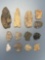 13 Various Artifacts, Arrowheads, Found in Jim Thorpe Area in Pennsylvania, Longest is 3 1/8