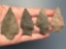 5 Nice Arrowheads, Stemmed, Found in Jim Thorpe Area in Pennsylvania, Longest is 2 1/2