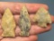 3 Fine Rhyolite Points, Found in Jim Thorpe Area in Pennsylvania, Longest is 1 3/16