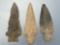 3 Well-Made Stemmed Points, Carbon Co., Chert, Found in Jim Thorpe Area in Pennsylvania, Longest is