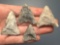 4 Rhyolite Triangle Points, Found in Jim Thorpe Area in Pennsylvania, Longest is 1 3/4