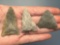 3 Rhyolite Triangle Points, Found in Jim Thorpe Area in Pennsylvania, Longest is 2 1/4