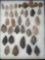 35 Points, Arrowheads, Artifacts, Found in Jim Thorpe Area in Pennsylvania, Longest is 3 1/4
