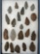 Lot of 21 Arrowheads, Chert, Rhyolite, Quartzite, Found in Berks Co., PA, Longest is 2 1/2