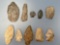 10 Arrowheads and Tools, Found in New York, Longest is 2 3/4