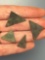 Lot of 4 Cut Brass Triangle Points, Iroquoian Trade Points, Found in New York, Longest is 1 1/16