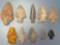 10 Various Points, Jasper, Quartzite, Chert, Longest is 2 1/2