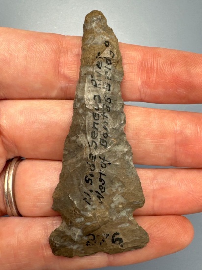 2 3/8" Onondaga Chert Meadowood Blade, Found on North Side of Seneca River, West of Bonta Bridge