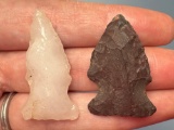 Pair of Rowan Points, Jasper and Quartz, Longest is 1 3/8