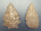 RARE, x1 Serrated Point, x1 Eccentric Serrated Point, Quartz, Found in Berks Co., PA, Longest is 1 1