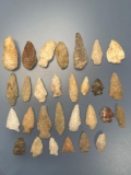 29 Various Quartz and Quartzite Points, Found in Joppa, Maryland, Longest is 2 3/4