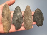 4 Larger Knives, Arrowheads, Found in Jim Thorpe Area in Pennsylvania, Longest is 4 1/4
