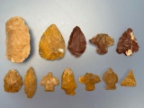 11 Decent Jasper Artifacts, Arrowheads, Found in Jim Thorpe Area in Pennsylvania, Longest is 2 3/4
