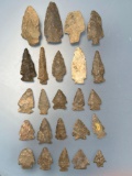 NICE Lot of 24 Various Esopus Chert, Rhyolite Points, From a New York Collection, Longest is 3 1/16
