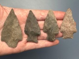 5 Nice Arrowheads, Stemmed, Found in Jim Thorpe Area in Pennsylvania, Longest is 2 1/2