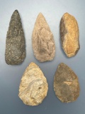 Lot of 5 Various Blades, Found in Jim Thorpe Area in Pennsylvania, Longest is 2 13/16