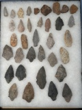 35 Points, Arrowheads, Artifacts, Found in Jim Thorpe Area in Pennsylvania, Longest is 3 1/4
