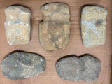 Lot of 5 Grooved Stone Axes, Found in Moorestown, New Jersey, Longest is 6