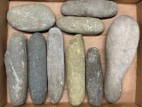 8 Pestles and a Mano Stone, Found in Burlington Co., New Jersey, Longest is 9 3/4
