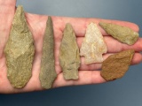 6 Nice Points, Found on a Site on the Pemberton-Juliustown Road, New Jersey, Longest is 3