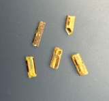 x5 Polychrome Straw Beads, Yellow w/Red and Green Stripes, Susquehannock, Found Oscar Leibhart Site,