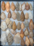 Lot of 34 Various Arrowheads, Found in North Carolina, Longest is 2 1/8