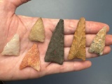 Lot of 6 Nice Triangle Points, Found in North Carolina, Longest is 2 1/4
