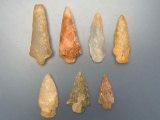 6 Various Points, Some are Semi-Translucent, Found in North Carolina, Longest is 2 3/8