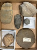 Lot of Various Artifacts, Axe, Hammerstone, Longest is 6 1/2