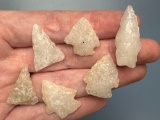 6 Fine Quartz Points, Found in Berks Co., PA, Ex: Kauffman Collection, Longest is 1 1/4
