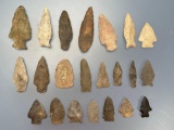 22 Nice Points, Arrowheads, Found in Hummelstown near Harrisburg, PA, Longest is 2 1/2