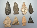 8 Nice Points, Found in Lehighton, Carbon Co., PA, Longest is 2 1/8