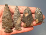 NICE Lot of 4 Points, Fishtail, Vosburg, Brewertons, Longest is 2 9/16