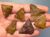 6 Jasper Triangle Points, Longest is 1 3/16