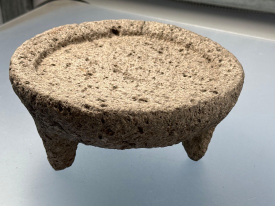 9" x 4 1/2" 3-Pedestal Mortar, Southwestern US/Mexico, Great Old Example! Ex: Walt Podpora
