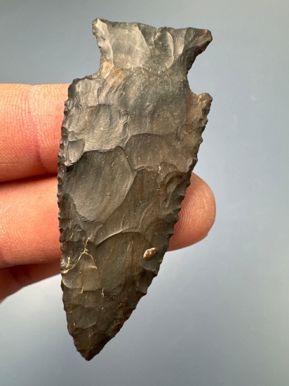 NICE 2 1/2" Jacks Reef/Intrusive Mound Point, Found in Ohio, Black Chert, Ex: Tom Davis (2001),