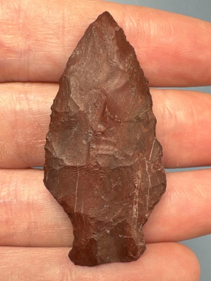 1 3/4" Heat Treated Red Jasper Fishtail Point, Found in Pennsylvania, Nice Example!