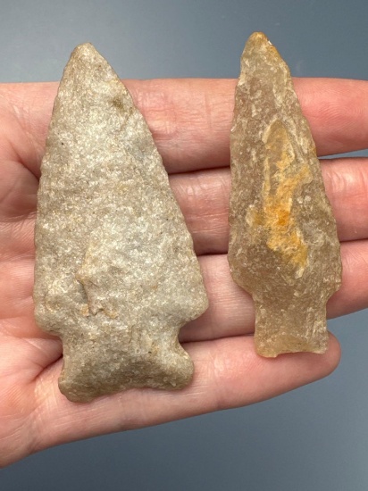 Quartz Crystalline and Quartzite Points, Found in Lancaster Co., PA, Ex: Straub, Longest is 2 1/2"