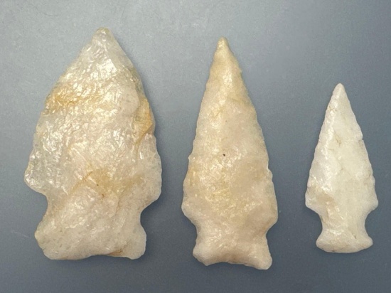 Lot of QUALITY Quartz Points, x3, Longest is 2 1/8", Found in Pennsylvania