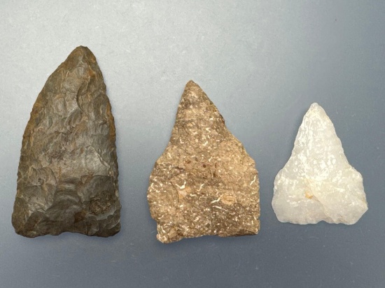 Lot of 3 Nice Pentagonal Points, Found in Ohio, Longest is 2 3/16"