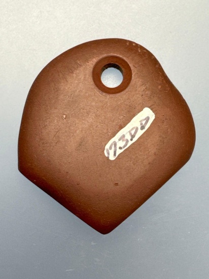 1 3/8" Red Slate Pendant, Found in New York, Ex: Casterline, Allen Straub, Amspacher Collections