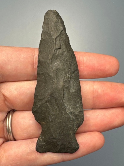 3" Jet Black Wayland Notched, Found in Cape Cod, Massachusetts, Nice Example