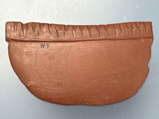 HIGHLIGHT 4 3/8" Red Slate Semilunar Knife/Ulu, Ex: Iron Horse Mickey Taylor, Found Whitehall, NY