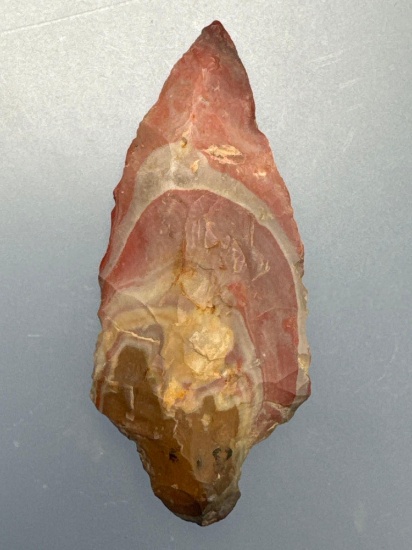 SUPERB 1 7/8" Cobble Jasper (COLORFUL!) Piscataway Arrowhead, Found in Salem Co., New Jersey