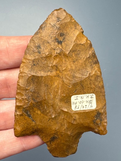 HIGHLIGHT 3 1/8" Jasper Lehigh Broadpoint, Found in Berks Co., PA, Ex: Podpora, Rich Johnston