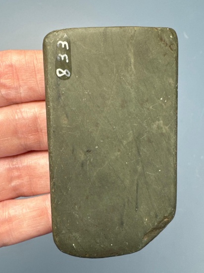 3" Polished Banded Slate Pendant/Gorget Preform, Found by Newton Farwell, Chittenden Co., VT