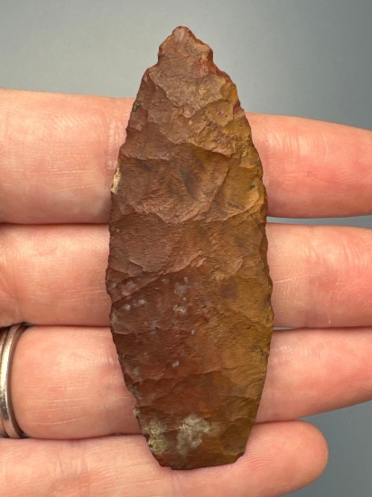 2 9/16" Heat-Treated Jasper Paleo Agate Basin, Heavy Basal Grinding, Found in PA, PICTURED