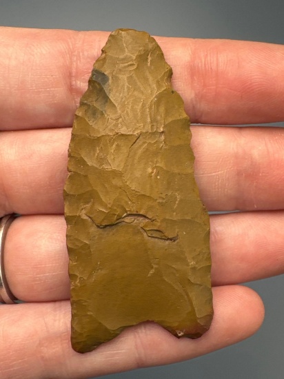 HIGHLIGHT 2 3/8" Brown Jasper Fluted Clovis, Found in Pennsylvania, Heat Treated Basal Edge,