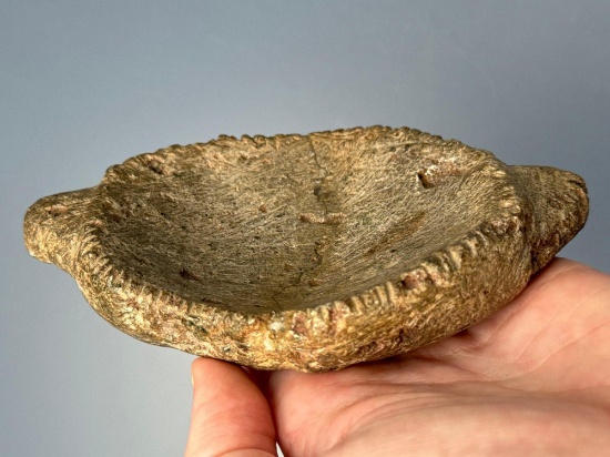 RARE Tallied Soapstone Dish, 5 1/8", Found in Danbury, CT, Broken and Reglued, Ex: Russo