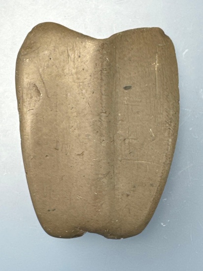 WOW 3 5/8" Shield Bannerstone, Incising Noted, 28 Tally Marks on Wing, Found in Pennsylvania